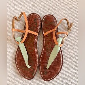 Sam Edelman sea foam green and tan croc embossed Gigi sandal 8